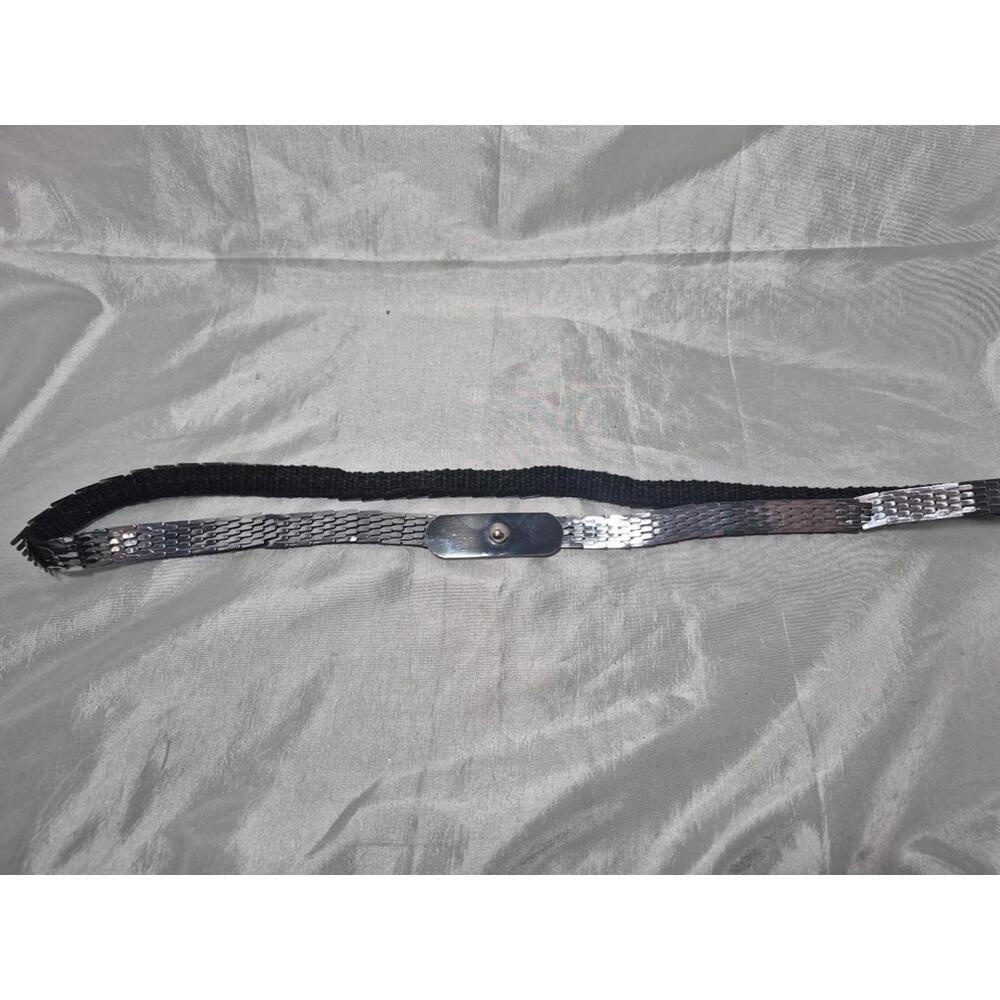 Vintage 70s Silver & Black Fish Scale Metal Belt 36"